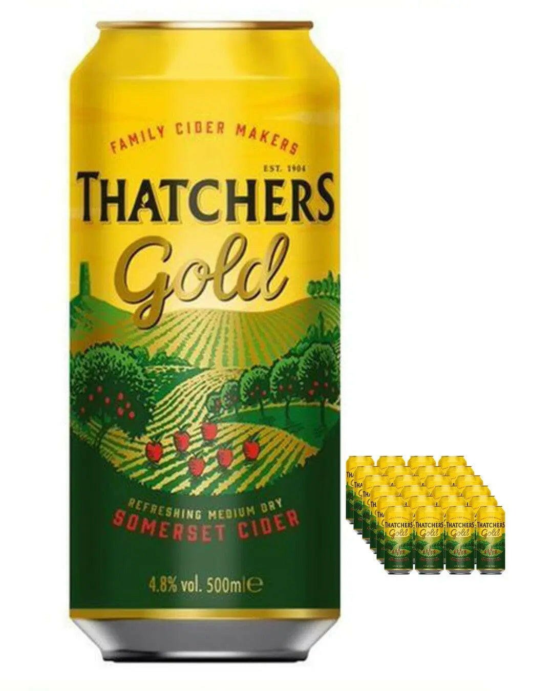 Thatchers Gold Cider Can Multipack |Buy online with UK delivery at Drinks Yard | www.drinksyard.co.uk